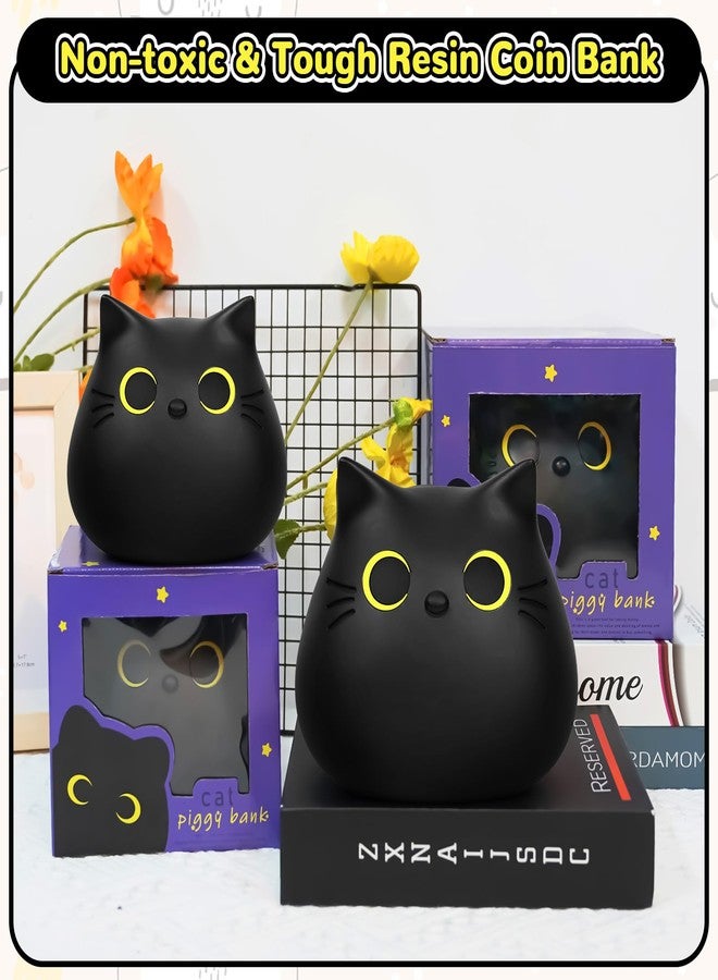 JIZWPOOM Piggy Bank, Black Cat Money Saving Box Gifts for Kids, Black Cat Bank Coin Box Cat Coin Bank Piggy Bank Toy for Adults Boys Girls Birthday 7 X 6 inches - Image 5